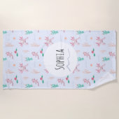 女の子モダンと可愛いAxolotlパターンキッズビーチ ビーチタオル (正面)