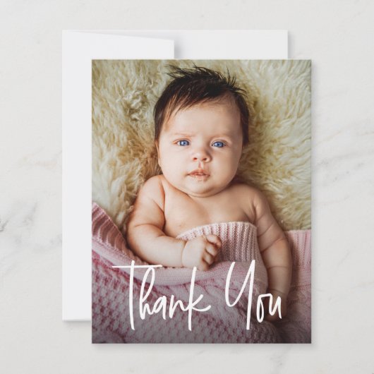 女の子モダンの手摺写真ベビーシャワー サンキューカード (正面)