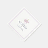 女の子モダンピンク弓バプテスマ スタンダードカクテルナプキン (角)