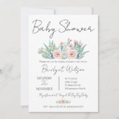 女の子モダンフローラサボスフィエスタベイビーシャワー 招待状 (正面)