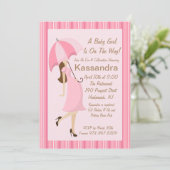 女の子モダンママがベビーシャワー招待状 招待状 (スタンド正面)