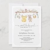 女の子モダン赤ちゃんシャワー子供部屋服 招待状 (正面)