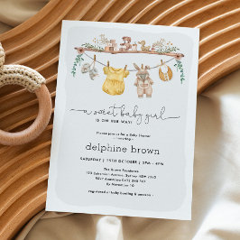 女の子モダン赤ちゃんシャワー子供部屋服 招待状