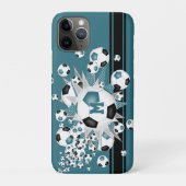 女の子モノグラムのサッカーボール星ティール(緑がかった色)ブラック Case-Mate iPhoneケース (裏)