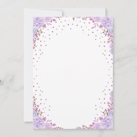 女の子ユニコーンフローラ赤ちゃんシャワー招待状 招待状 (裏面)