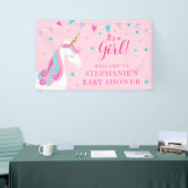 女の子ユニコーン赤ちゃんシャワーピンク 横断幕 (トレードショー)