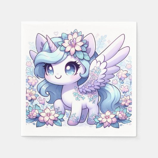女の子ユニコーン赤ちゃんシャワー スタンダードカクテルナプキン (正面)