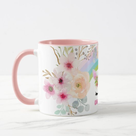 女の子ユニコーン13誕生日マグカスタマイズ可能なピンク マグカップ (左)