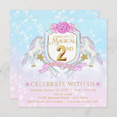 女の子ユニコーン2nd誕生日パーティの招待状 招待状 (正面/裏面)