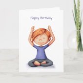 女の子ヨガめい想誕生日 カード (正面)