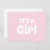 女の子ライトピンクの白いベビー ポストカード (正面/裏面)