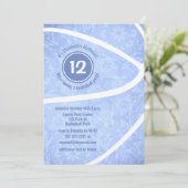 女の子ライトブルーバスケットボールバースデーパーティー 招待状 (スタンド正面)