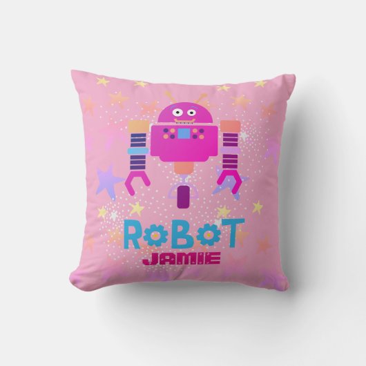 女の子ラブロボットDECORピンク紫の星 クッション (正面)