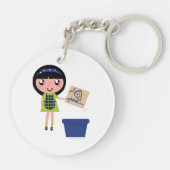 女の子リサイクルピザボックスおもしろいフレンドリーエコ キーホルダー (裏面)