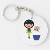 女の子リサイクルピザボックスおもしろいフレンドリーエコ キーホルダー (正面)