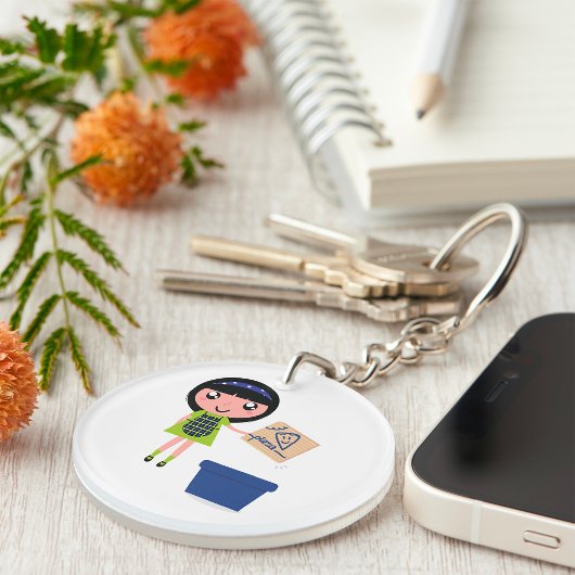 女の子リサイクルピザボックスおもしろいフレンドリーエコ キーホルダー