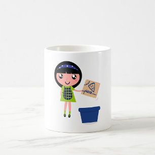 女の子リサイクルピザボックスおもしろいフレンドリーエコ コーヒーマグカップ