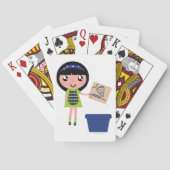 女の子リサイクルピザボックスおもしろいフレンドリーエコ トランプ (裏面)