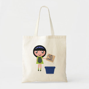 女の子リサイクルピザボックスおもしろいフレンドリーエコ トートバッグ