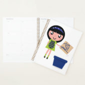 女の子リサイクルピザボックスおもしろいフレンドリーエコ プランナー手帳 (ディスプレー)