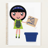 女の子リサイクルピザボックスおもしろいフレンドリーエコ プランナー手帳 (正面)