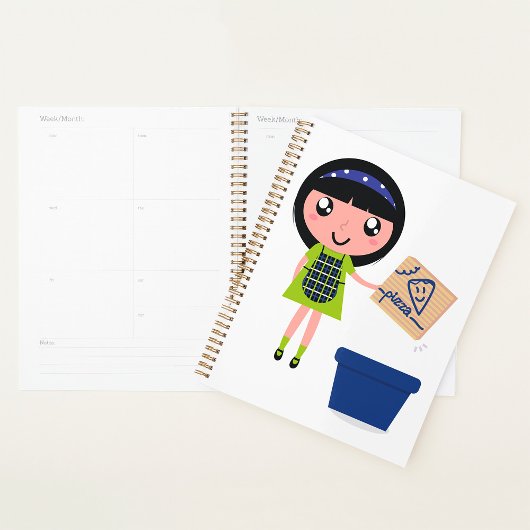 女の子リサイクルピザボックスおもしろいフレンドリーエコ プランナー手帳