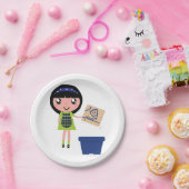 女の子リサイクルピザボックスおもしろいフレンドリーエコ ペーパープレート (パーティー)