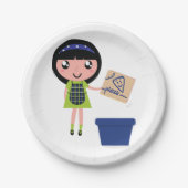 女の子リサイクルピザボックスおもしろいフレンドリーエコ ペーパープレート (正面)