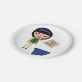 女の子リサイクルピザボックスおもしろいフレンドリーエコ ペーパープレート (アングル)