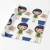 女の子リサイクルピザボックスおもしろいフレンドリーエコ ラッピングペーパー (アンロールド)