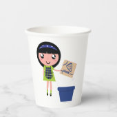 女の子リサイクルピザボックスおもしろいフレンドリーエコ 紙コップ (正面)