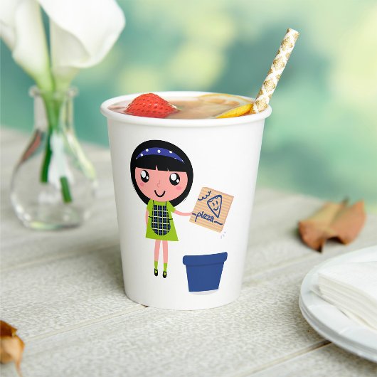 女の子リサイクルピザボックスおもしろいフレンドリーエコ 紙コップ