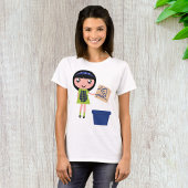 女の子リサイクルピザボックスおもしろいフレンドリーエコ Tシャツ
