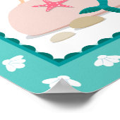 女の子ルーム用かわいいマーメイドウォールアートプリント ポスター (角)