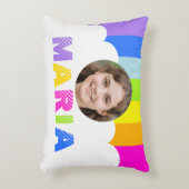 女の子レインボーストライプフォトネーム枕 アクセントクッション (正面(垂直))