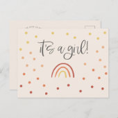 女の子レインボーピンクベビーシャワー招待状 ポストカード (正面/裏面)