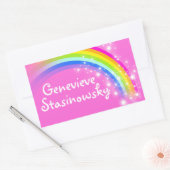 女の子レインボー名ピンクidラベルシール 長方形シール (封筒)