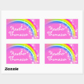 女の子レインボー名ピンクidラベルシール 長方形シール (シート)