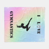 女の子レインボー「私は体操が大好き」フリースブランケット フリースブランケット (正面(横))