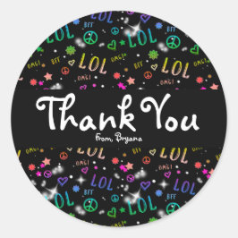 女の子レインボーLOLバースデーパーティー好意ステッカー ラウンドシール