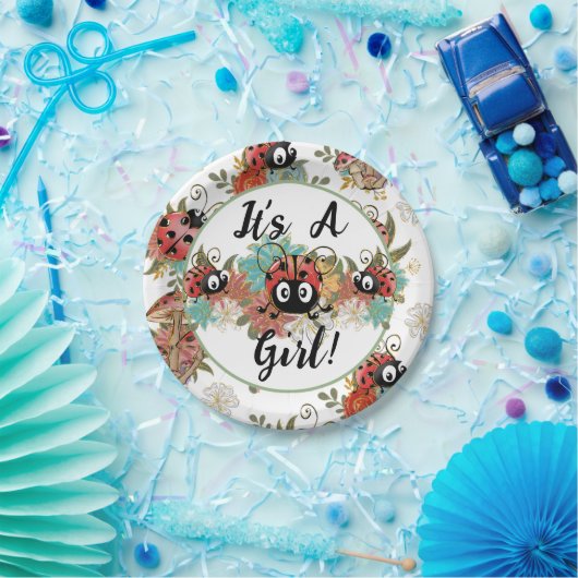 女の子レディバグ赤ちゃんシャワープレート、食器だ。 ペーパープレート (パーティー)