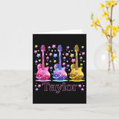 女の子レトロテイラー ファーストネームパーソナライズドグルーヴィー8 カード (黄色い花)