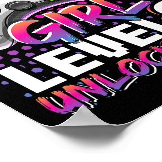 女の子レベル8ロック解除されたビデオゲーム8番目の誕生日ギフト ポスター (角)