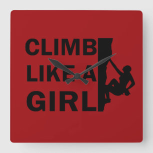 女の子ロックの登山 スクエア壁時計