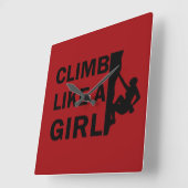 女の子ロックの登山 スクエア壁時計 (傾斜)