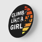 女の子ロックの登山 ラウンド壁時計 (傾斜)