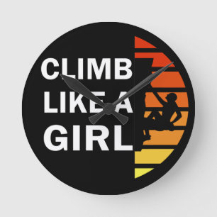 女の子ロックの登山 ラウンド壁時計