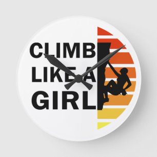 女の子ロックの登山 ラウンド壁時計
