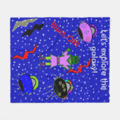 女の子ロボットエイリアンスペースシップキッズミディアムブランケット フリースブランケット (正面(横))