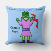 女の子ロボットキャプテンゾーイピンクドレスパーソナライズ クッション (正面)
